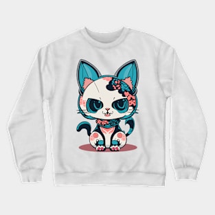 kawaii neko skull Crewneck Sweatshirt